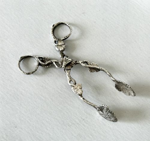A Fabulous Pair of Victorian Cast Silver Naturalistic Tea Tongs