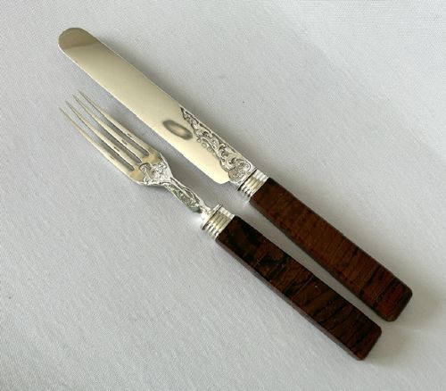 A Fabulous Victorian Silver & Agate Knife and Fork