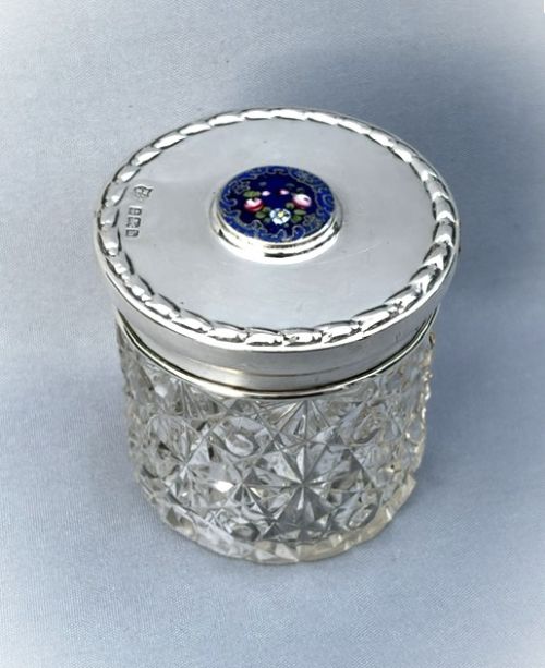 A Gorgeous Edwardian Silver & Enamel Lidded Trinket Pot