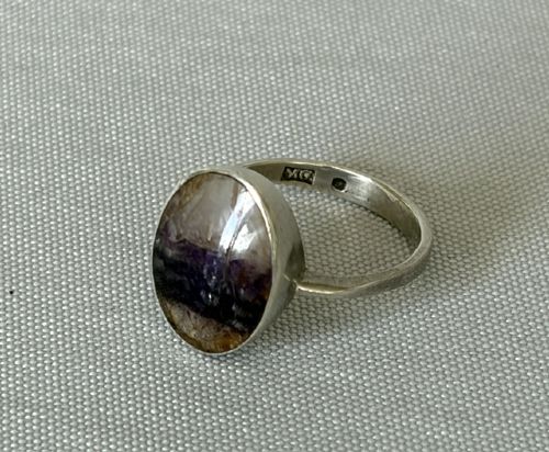 A Gorgeous Mid-century Silver & Blue John Ring
