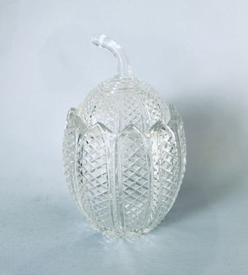 A Superb Georgian Cut Glass Novelty 'Melon' Biscuit Barrel