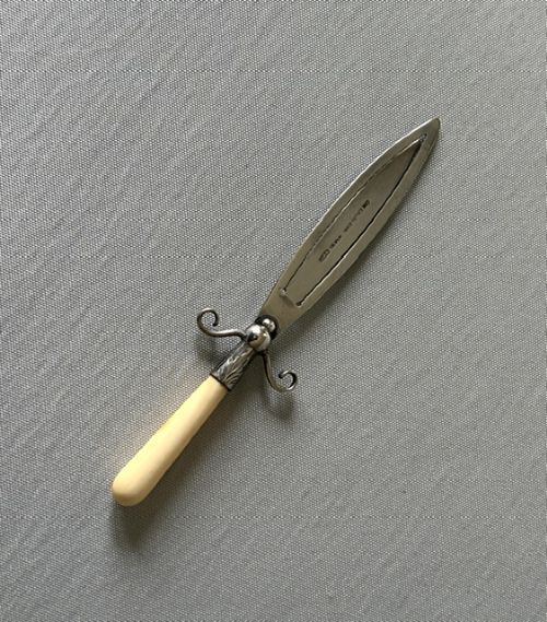 An Edwardian Novelty Silver & Bone Dagger Bookmark