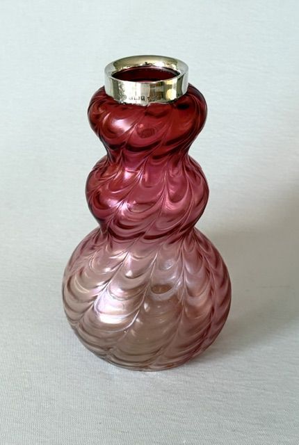 Silver Mounted Art Nouvea Kralik Iridescent Vase