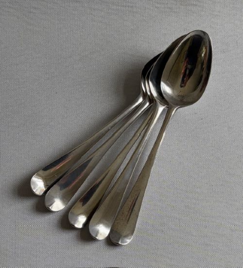 A Desirable Set of 5 Silver Hester Bateman Teaspoons