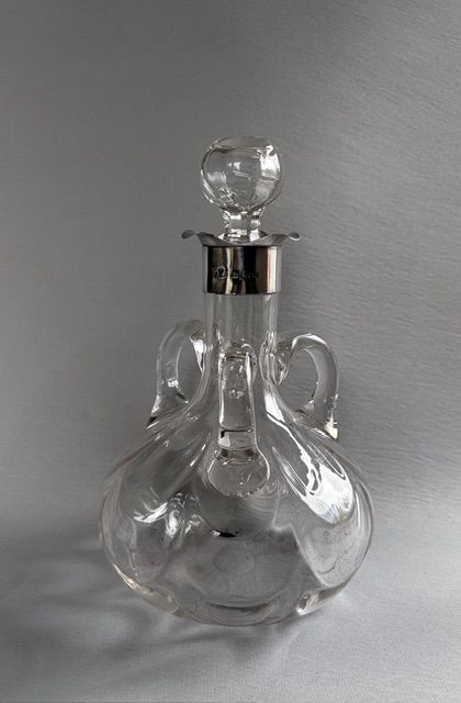 A Lovely Edwardian Silver Mounted Three Handled Decanter