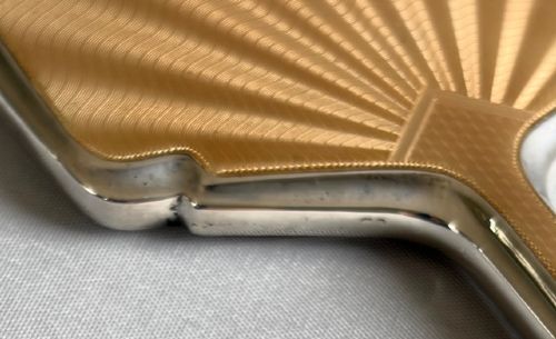 A gorgeous Art Deco silver & guilloche enamel hand mirror View IV