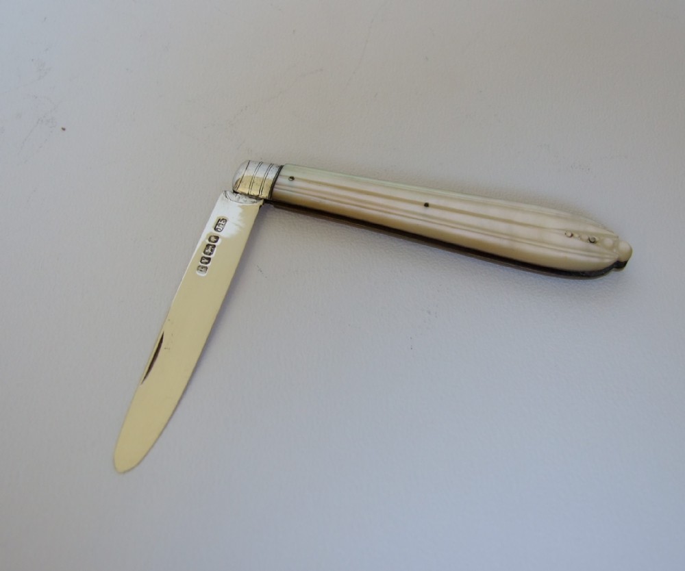 A good mid-Victorian silver and mother-of-pearl fruit knife.