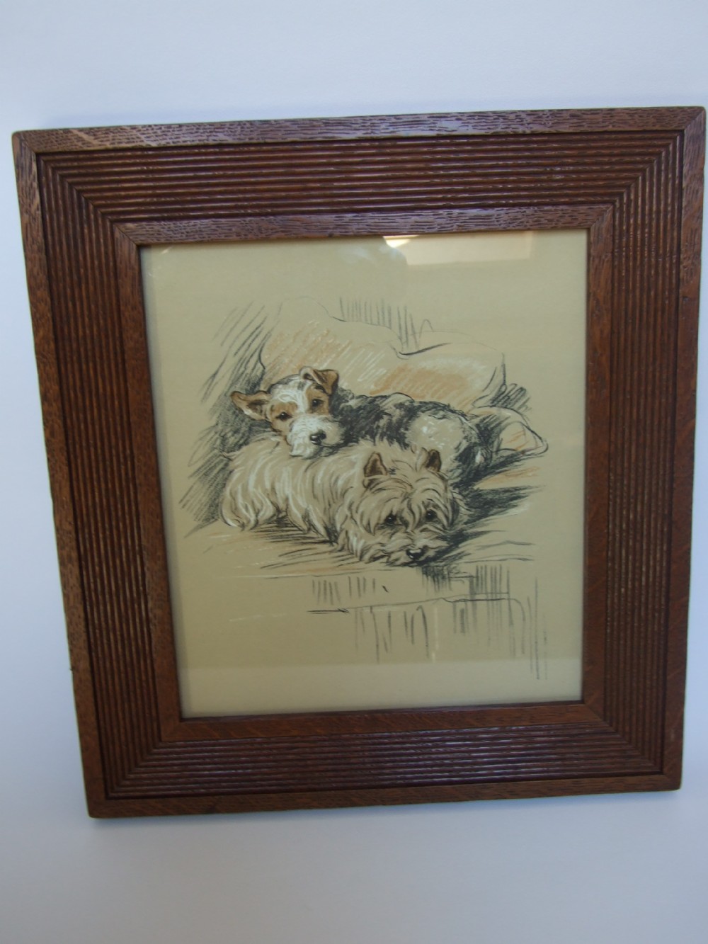 A gorgeous vintage print of 'Dog's life IV' in an oak frame.