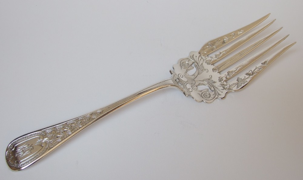 A rare Tiffany & Co. silver serving fork in Art Nouveau style.