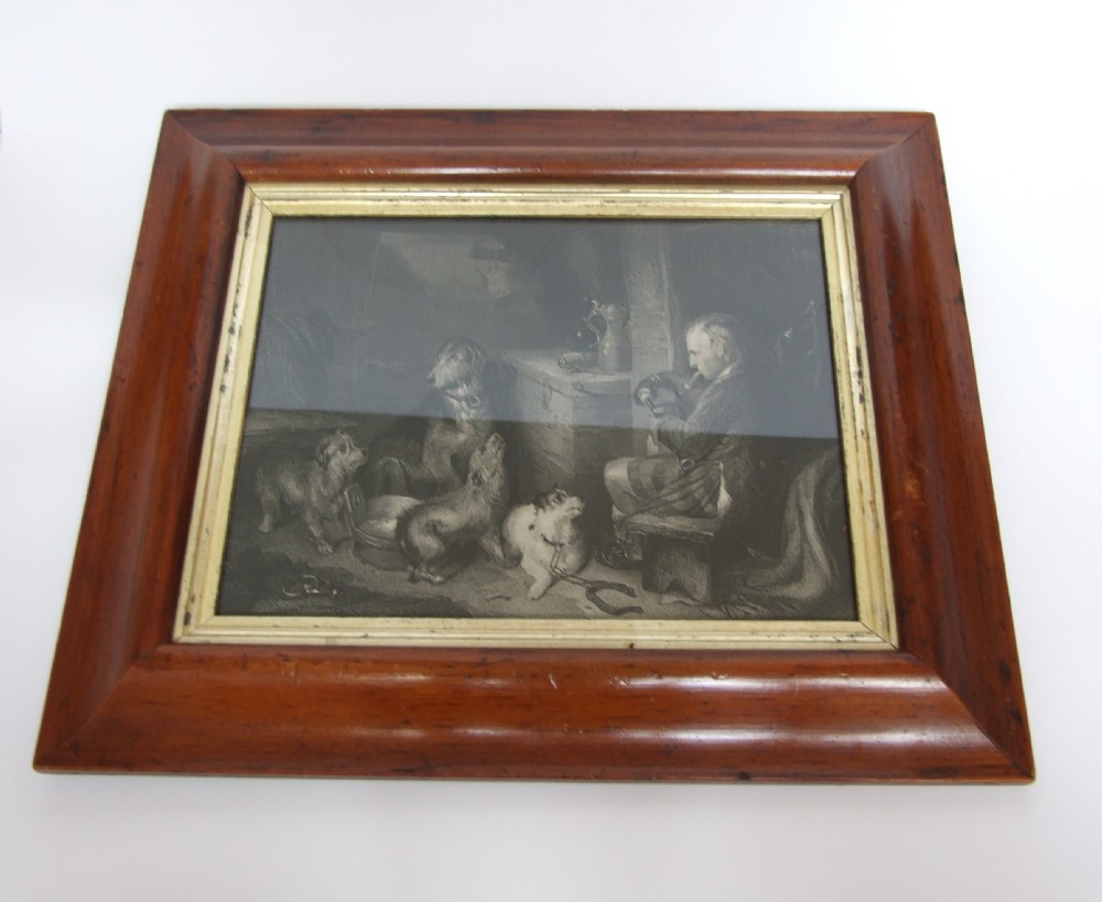 A fine Victorian engraving after Edwin Landseer. Titled 'Highland Music'.