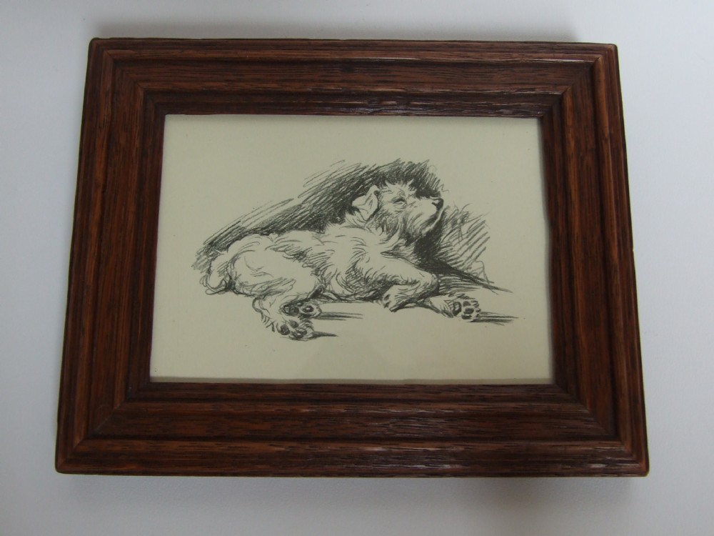 A delightful Lucy Dawson framed vintage print of a Selyham Terrier.