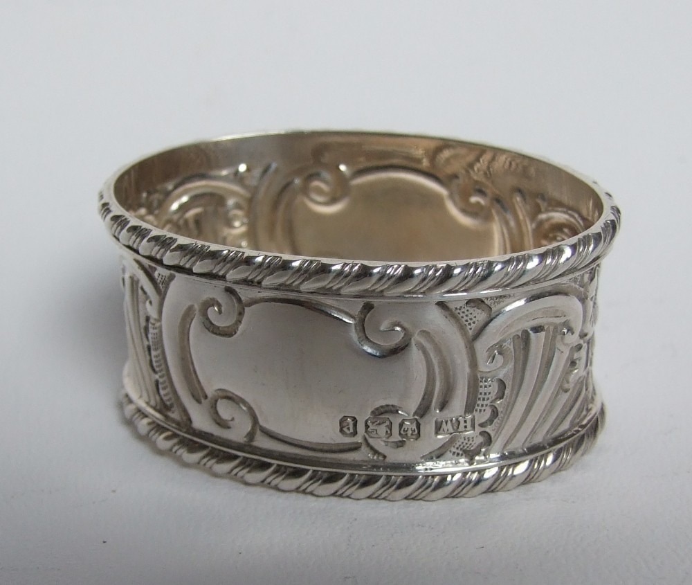 A superb Victorian silver napkin ring.