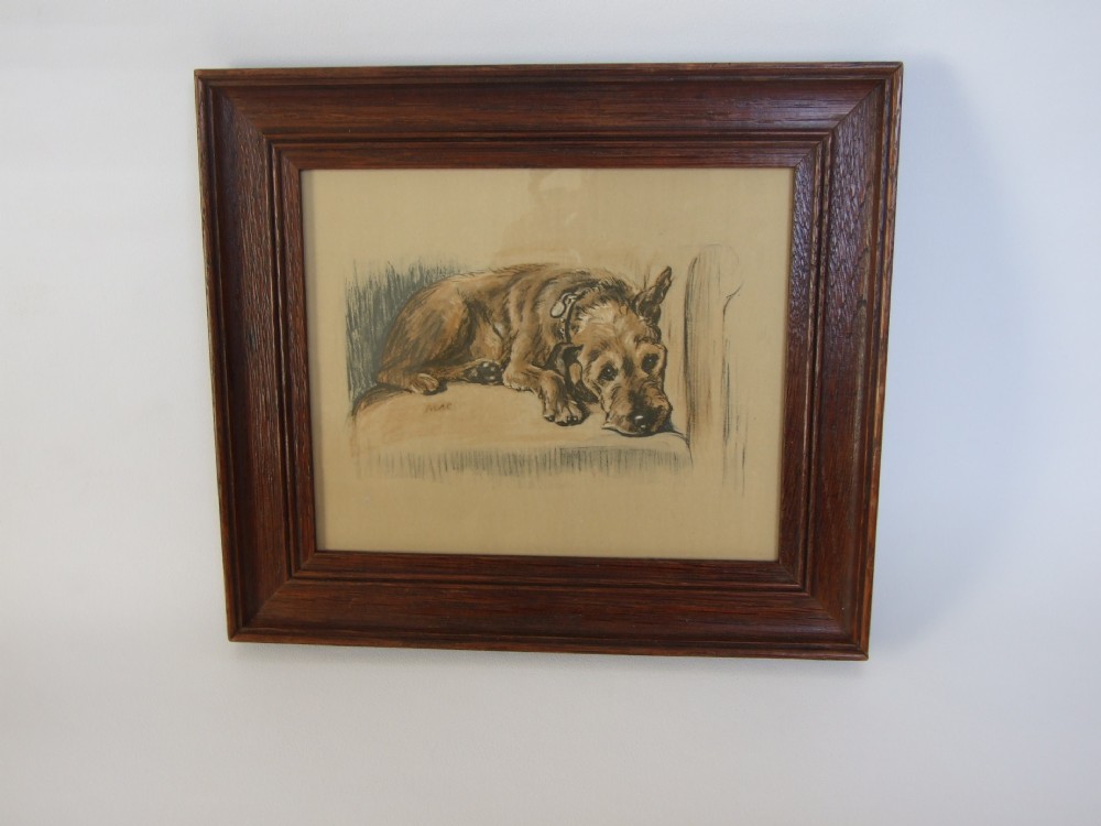 A charming vintage Lucy Dawson print of a wire haired Terrier.