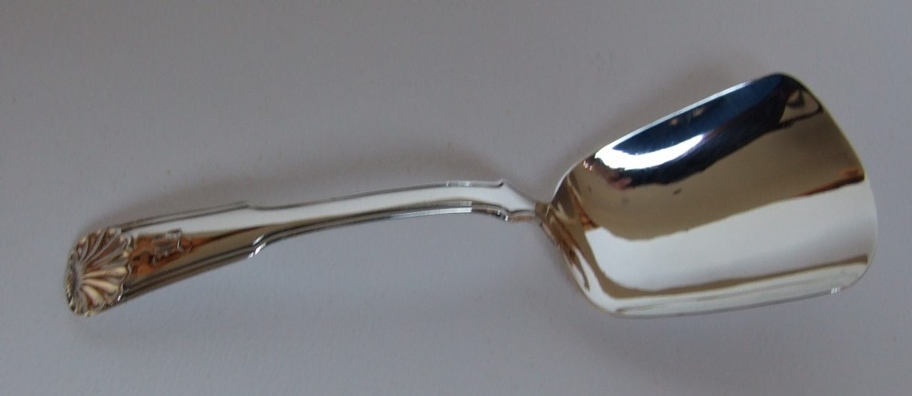 A rare Georgian Fiddle thread & shell silver caddy spoon.