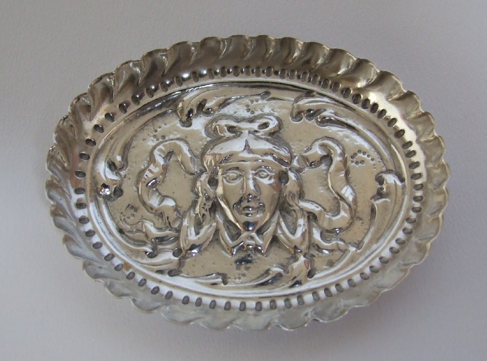 A gorgeous Victorian Art Nouveau silver trinket dish.