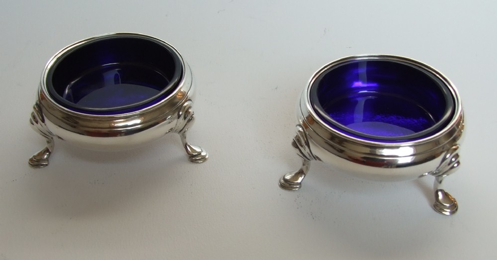 A fine pair of George II silver cauldron salts.