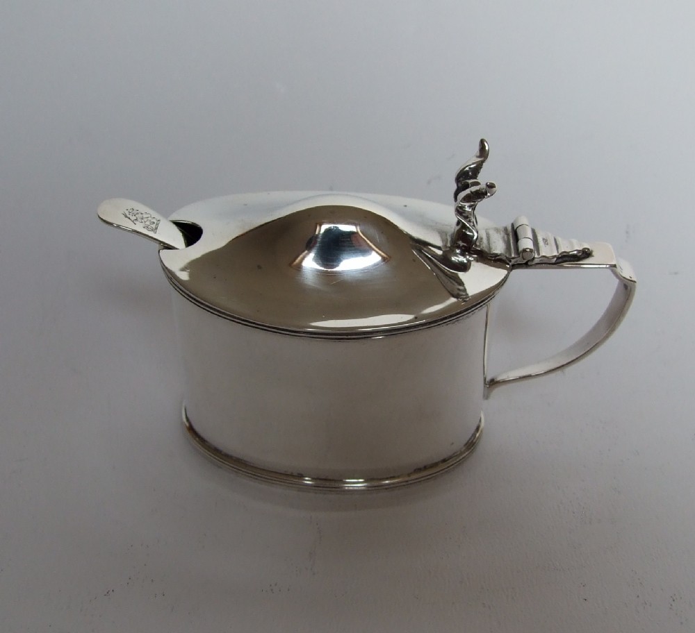 A fine silver mustard pot exactly 100 years old.
