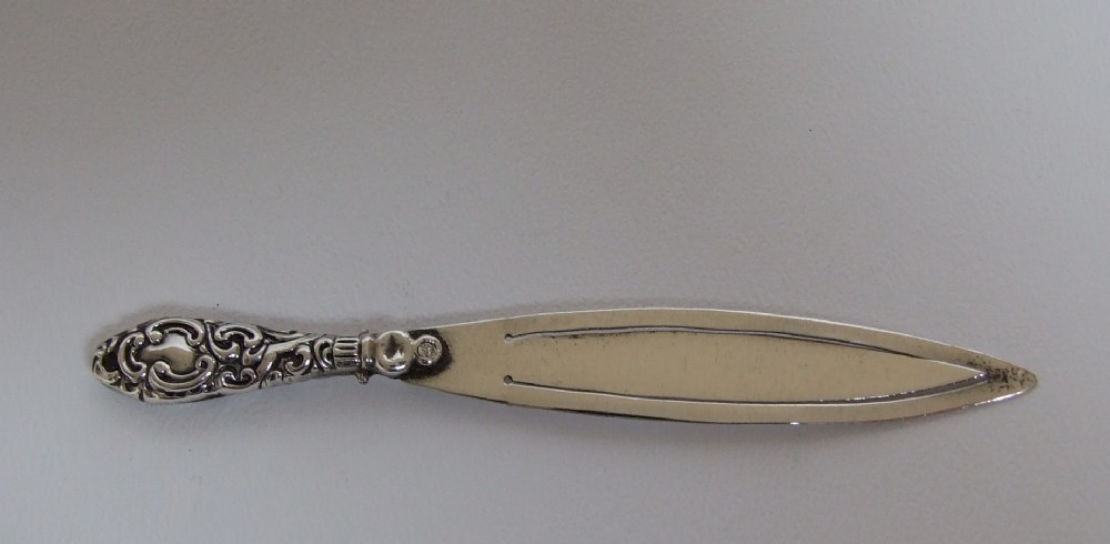 An unusual Victorian silver 'sword' shaped bookmark.