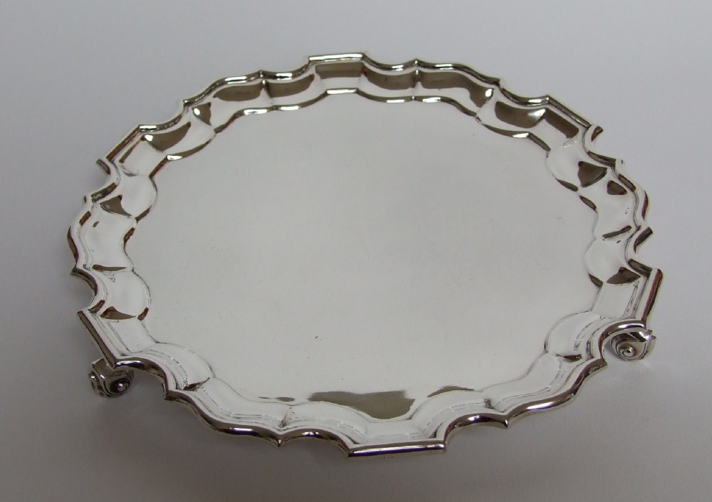 A handsome silver card tray/small salver.