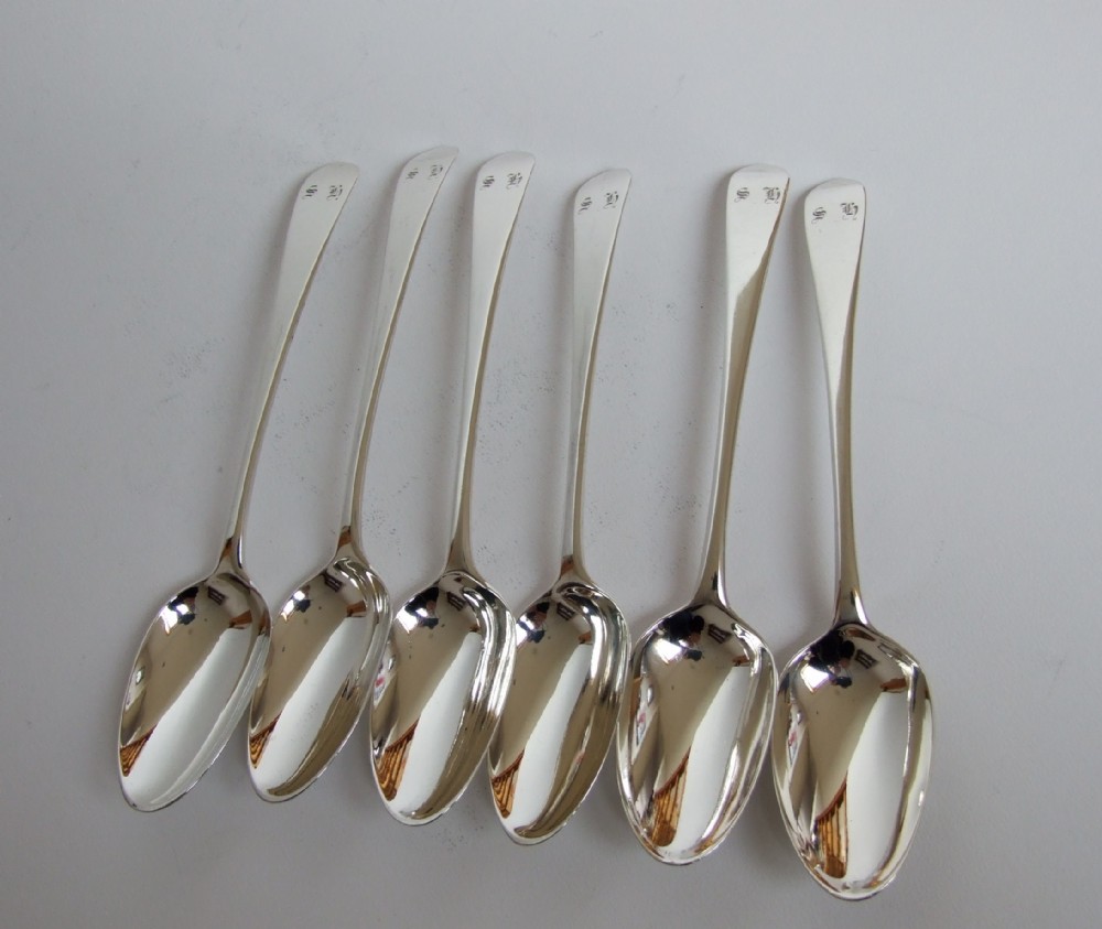 A rare set of 18th Century silver dessert spoons.