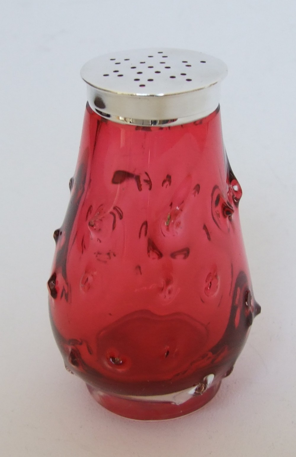 A rare Victorian silver & cranberry caster.