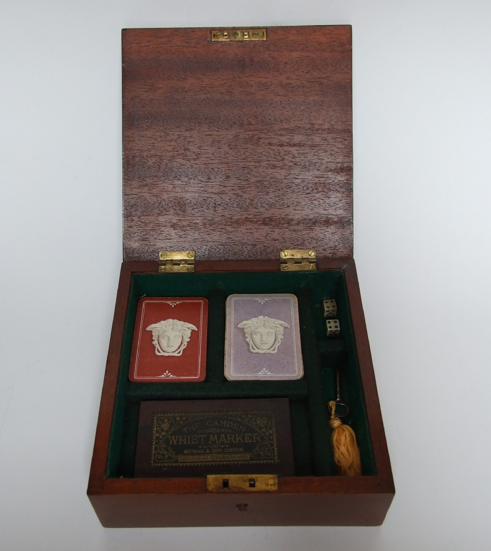 An unusual Edwardian mahogany games box.