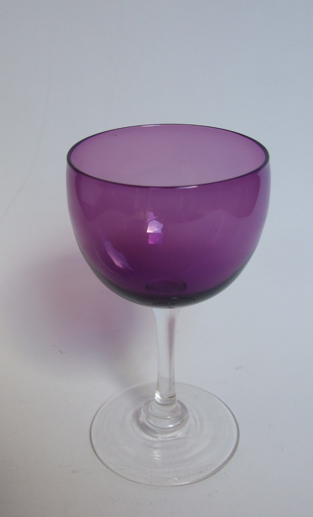 A rare Victorian amethyst bowl wine glass.