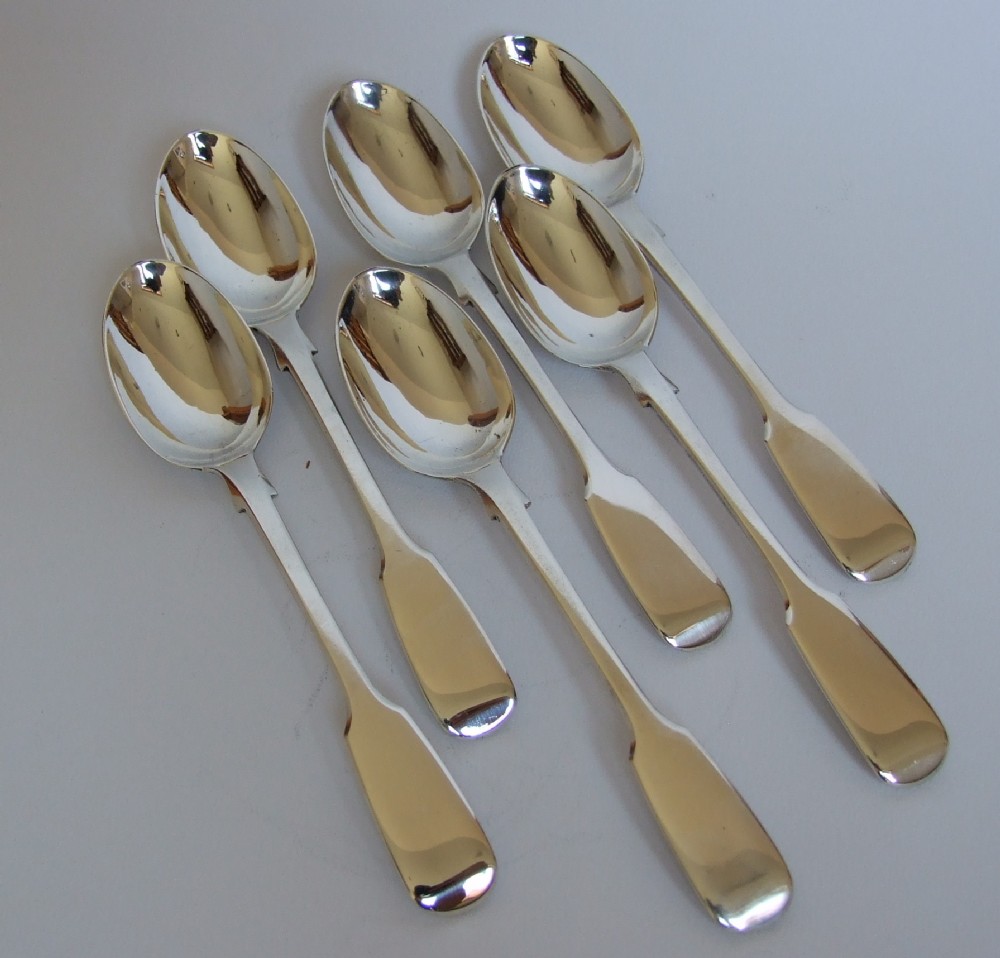 A fine set of six Victorian silver teaspoons.