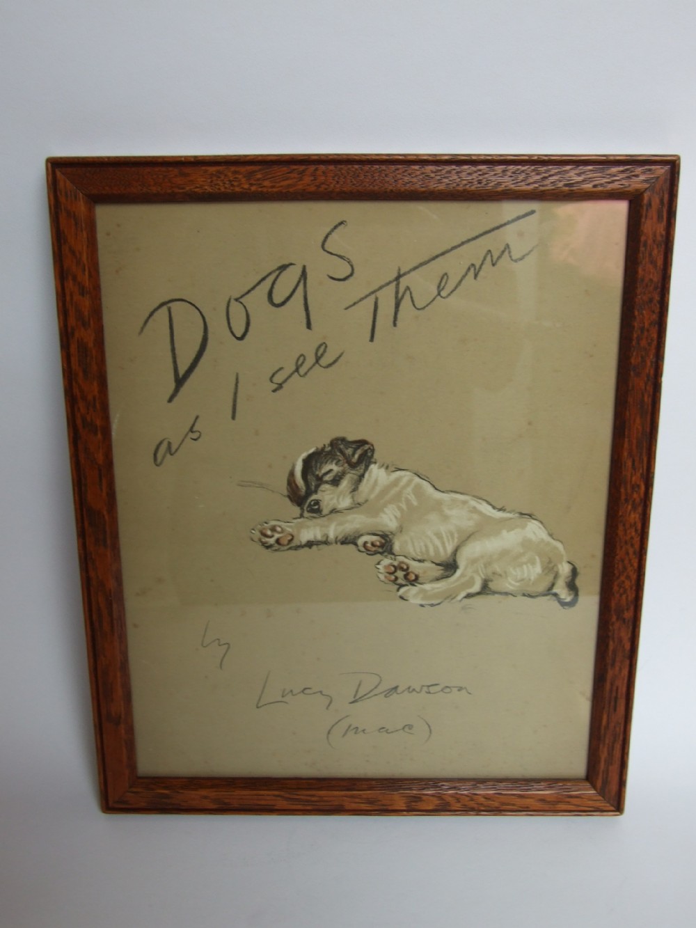 A rare framed original dust jacket from 'Dogs as I see them' by Lucy Dawson.