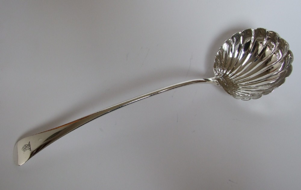 A superb 18th Century silver soup ladle.
