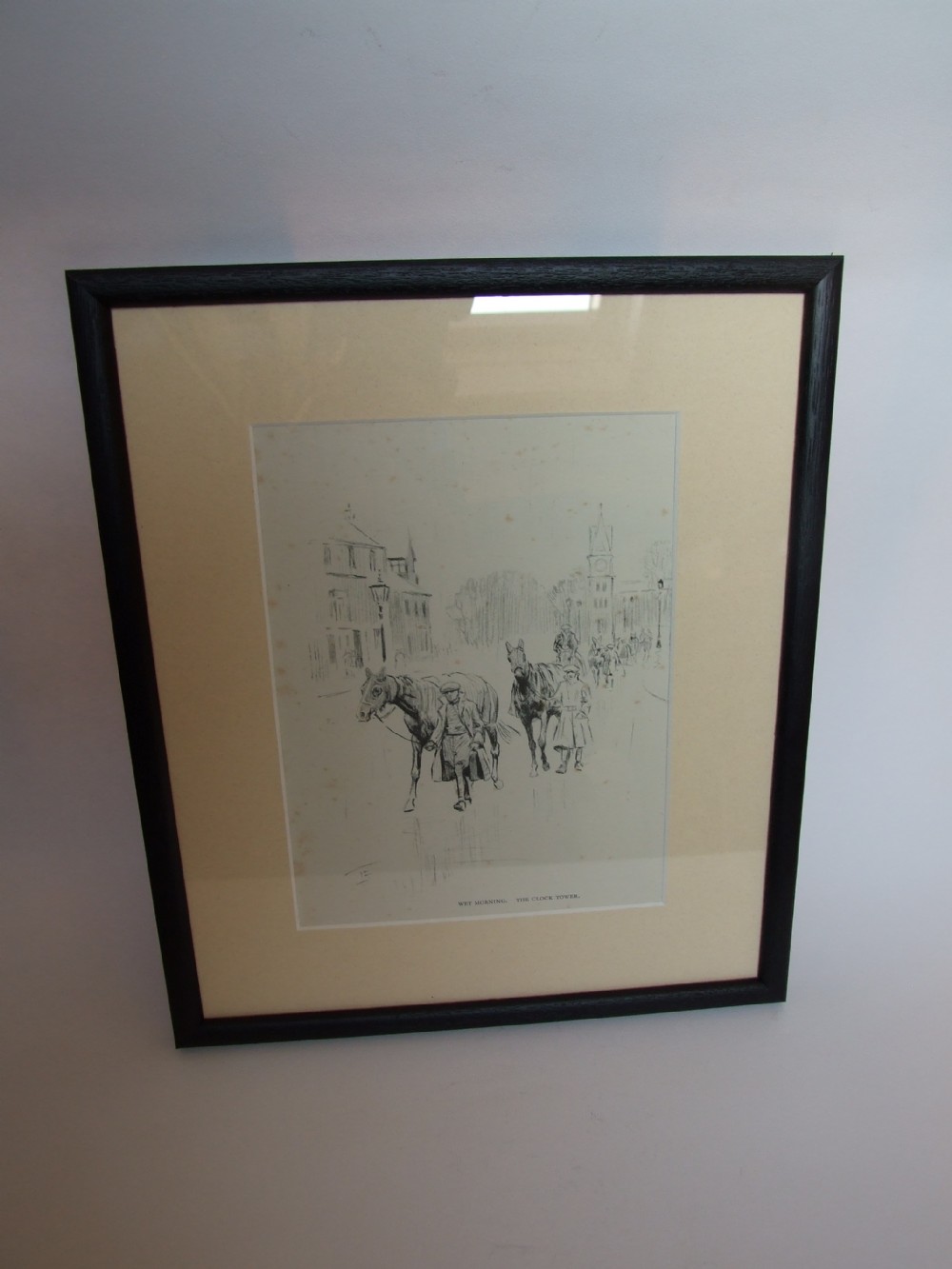 A Lionel Edwards vintage print of Newmarket Clock tower.