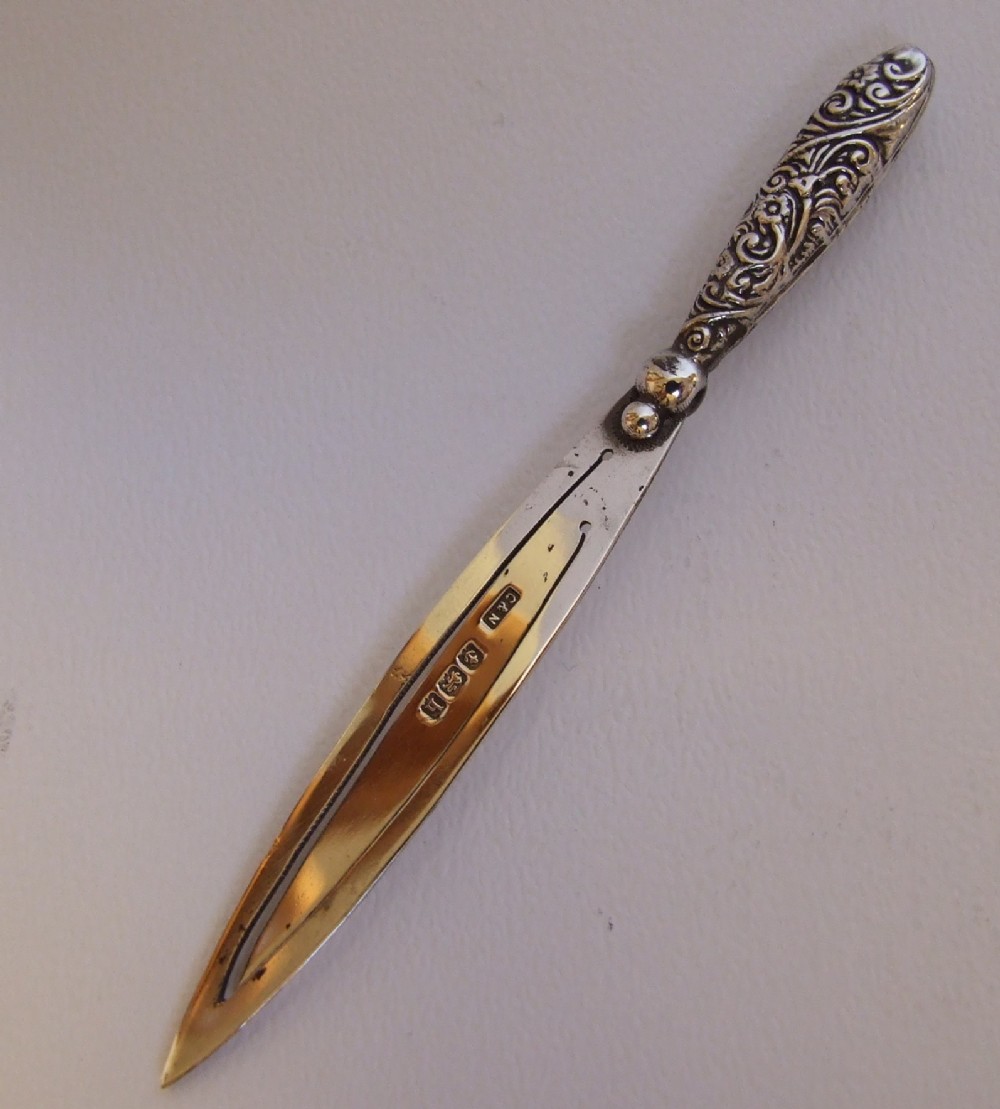 A charming Edwardian silver 'sword' bookmark.