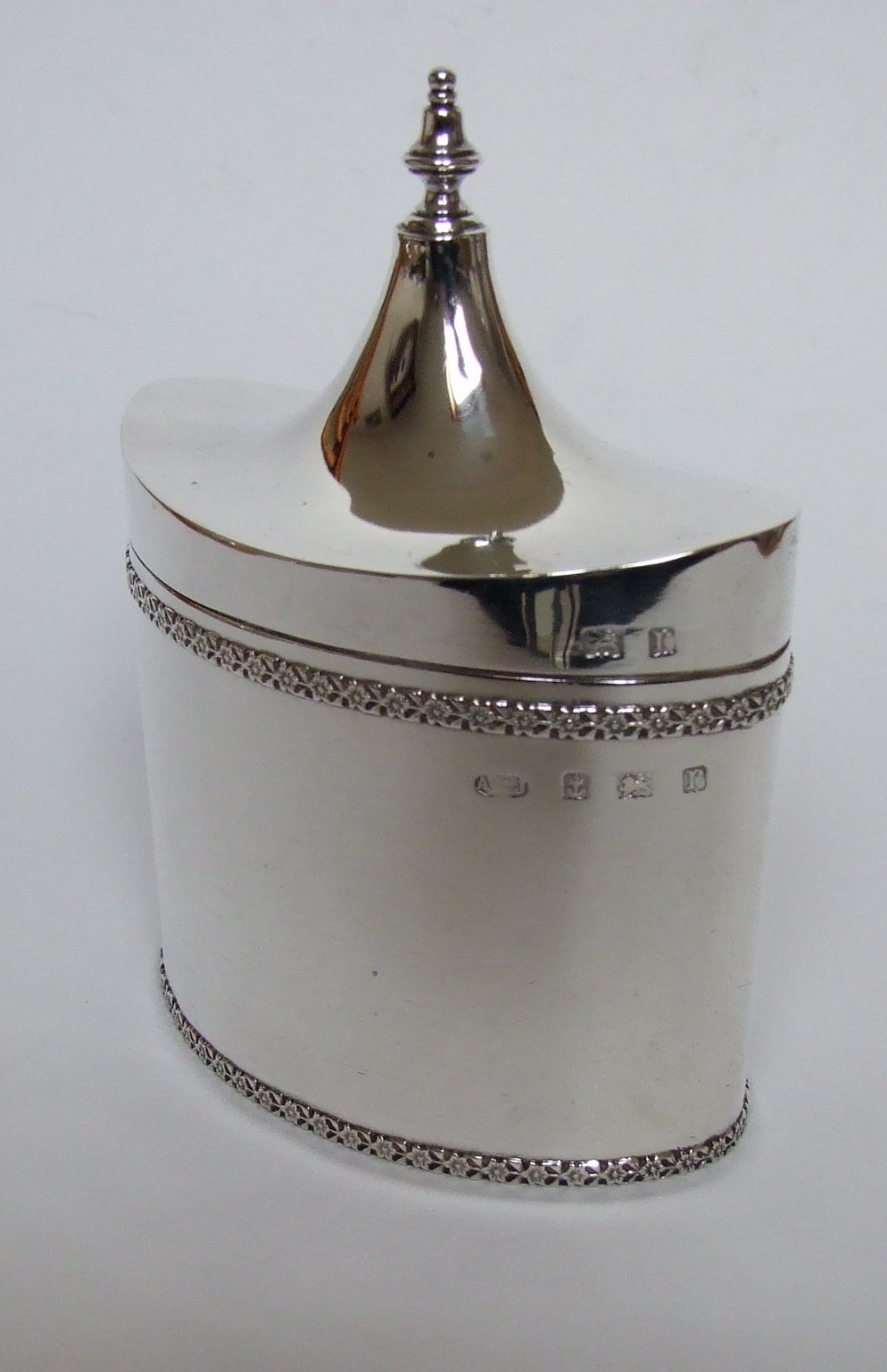 A rare A E Jones silver Arts & Crafts tea caddy.