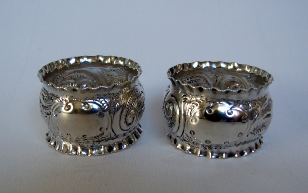 A fine pair of Edwardian silver napkin rings