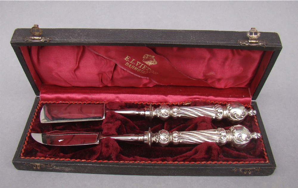 Unusual German silver cased cheese serving set. 19th Century.