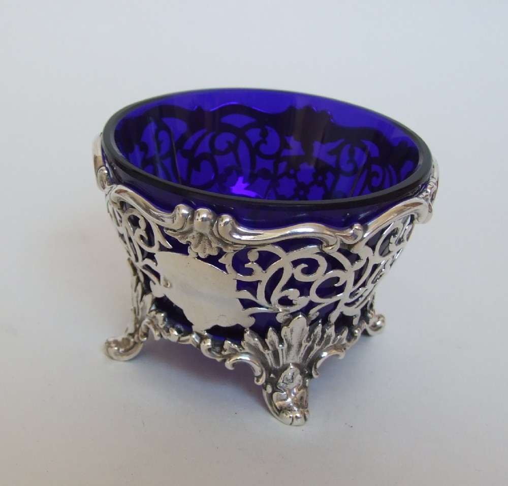 A fabulous Barnard Brothers pierced silver condiment dish.