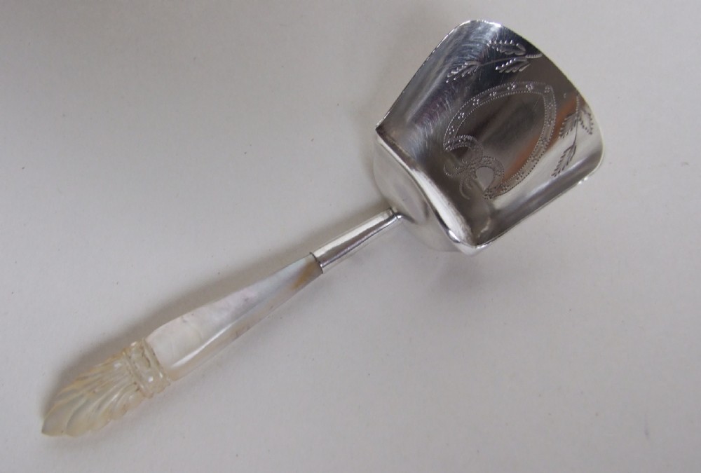 A handsome Georgian silver caddy spoon.