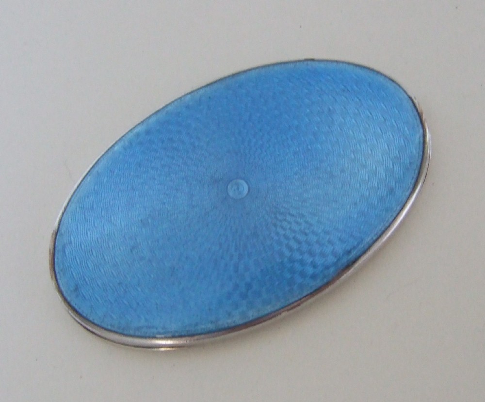 A gorgeous silver & guilloche enamel handbag mirror.