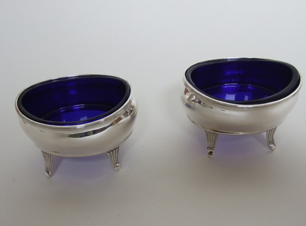 A handsome pair of George V silver salt tubs, exactly 100 years old.