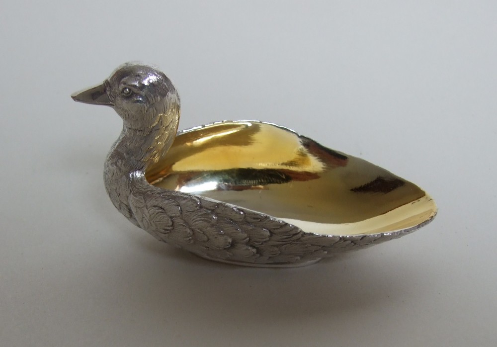 A gorgeous WMF gilded duck condiment dish.