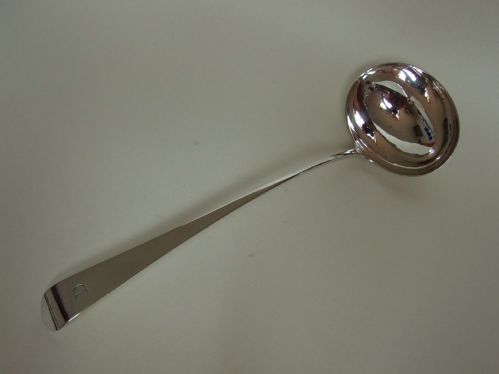 A rare Exeter Georgian silver soup ladle.