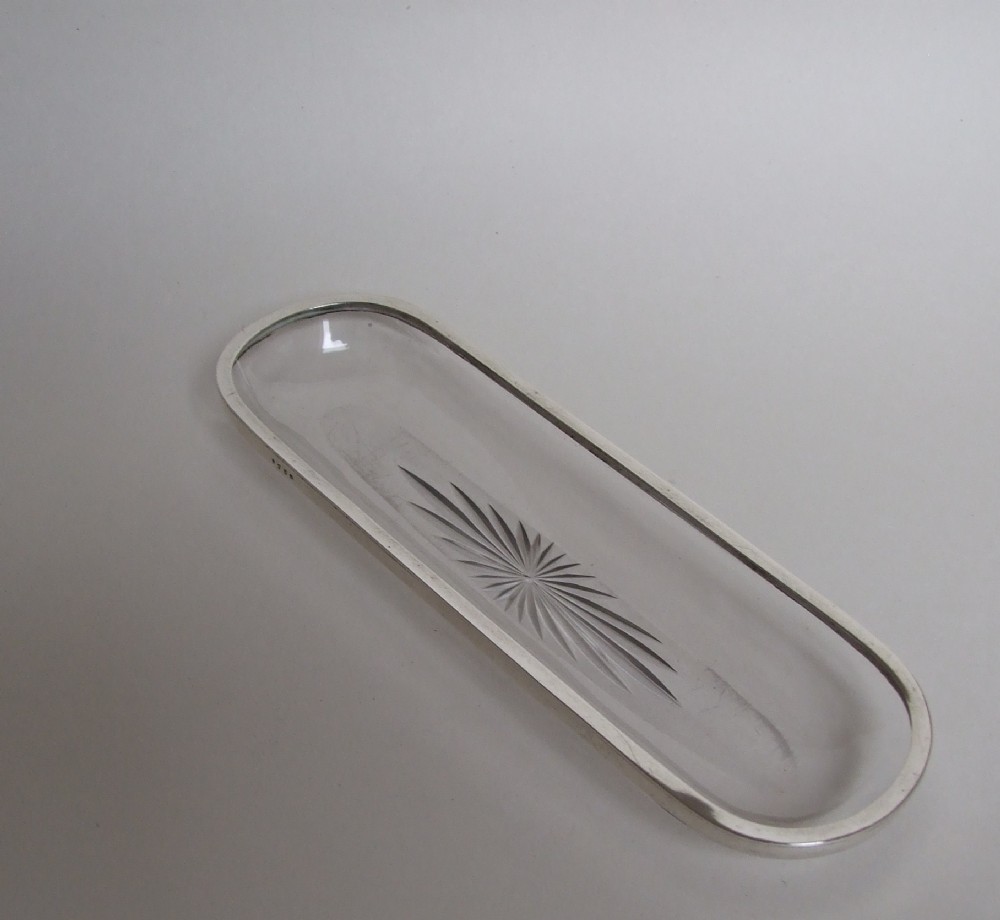 A charming Edwardian silver mounted pen tray or trinket dish.