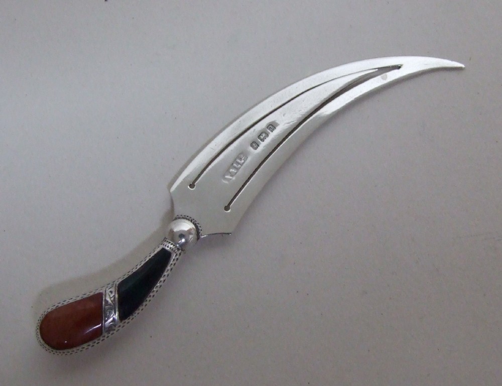 A superb Victorian 'cutlass' bookmark set with Cairngorms.
