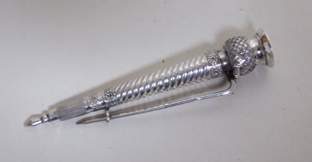 A rare Dutch silver crochet tambour holder.