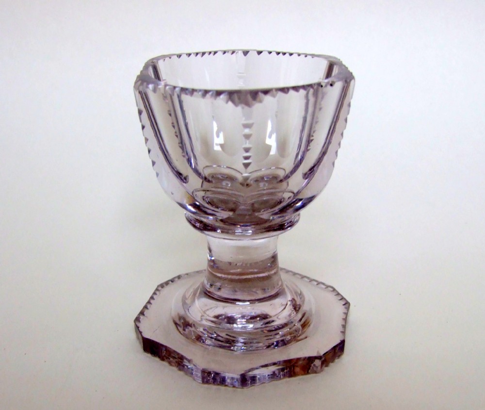 A rare Georgian Irish cut glass 'font' salt.