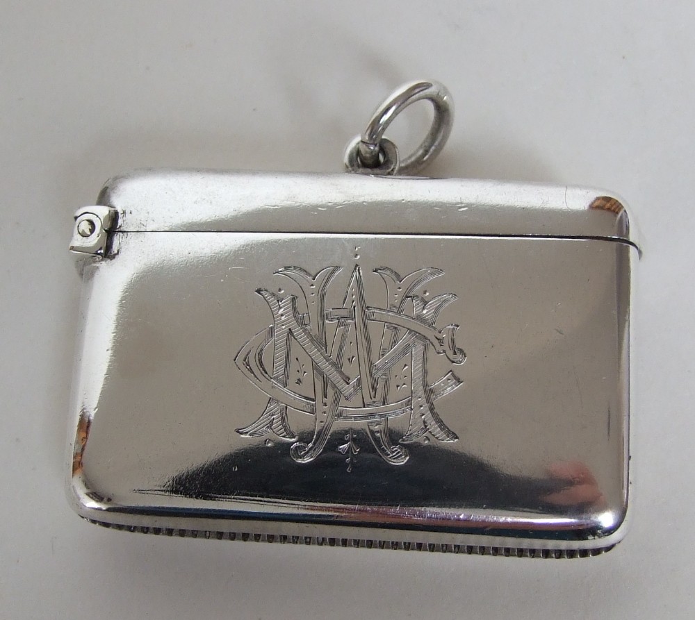 An unusual rectangular Victorian silver vesta.