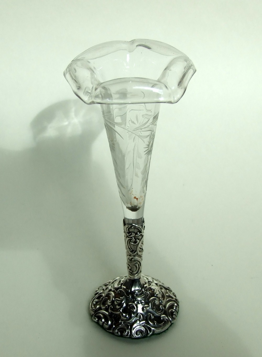 A charming Edwardian silver epergne trumpet vase.