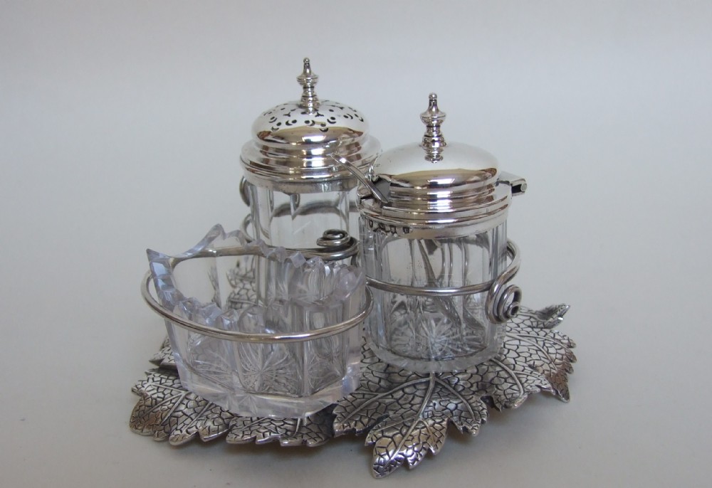 A wonderful early Victorian naturalistic silver cruet.