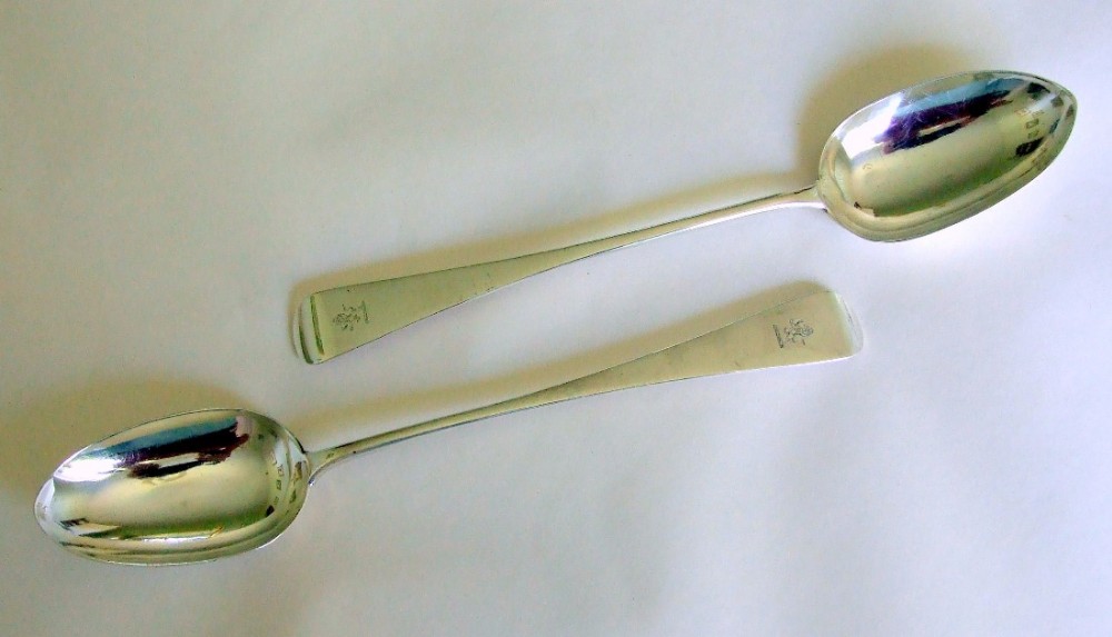 A superb pair of George Adams Victorian silver stuffing/basting spoons.
