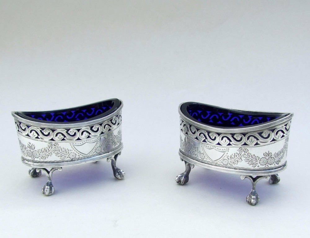 A gorgeous pair of Victorian silver boat salts.